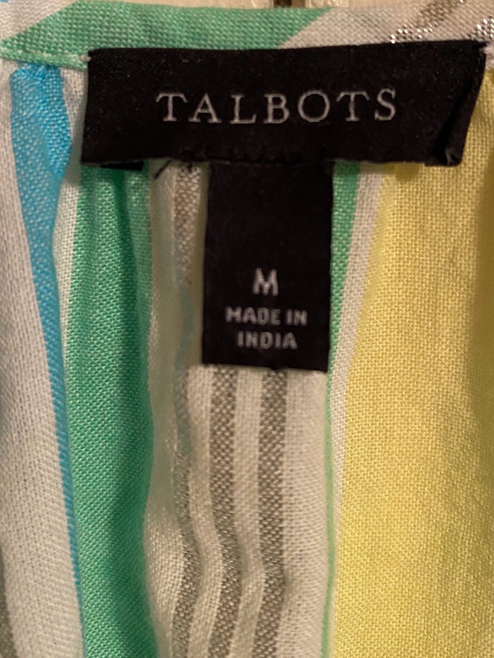 Talbots Striped Tunic in Aqua, Teal and Lime, Cotton and Metallic, Size M - Picture 4 of 9